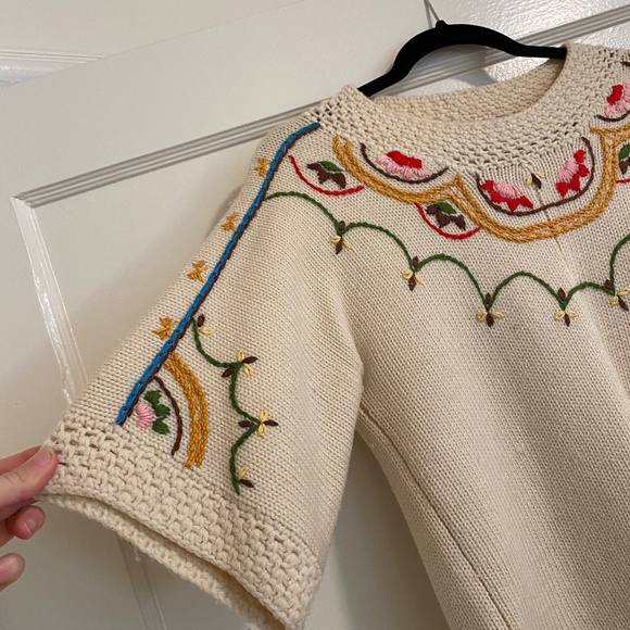 Vintage Hand Knit Ivory Poet Top main image 1